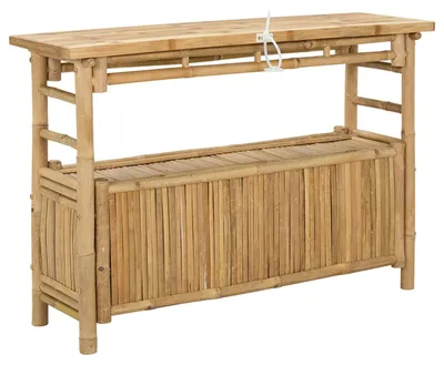 Produktbild von Konsolentisch mit Regal mit Tür Natur 110 x 35 x 75 cm Bambus