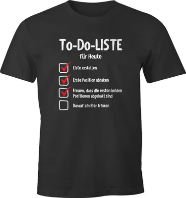 Produktbild von Herren T-Shirt To do Liste für Heute lustiges Trink Shirt Saufen Bier Party Moonworks® anthrazit S