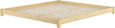 Produktbild von Niedriges Bodenbett Ehebett Vollholzbett in Kingsize 200x200 Kiefer massiv V-60.51-20Rollrost inkl.