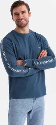 Zdjęcie produktu dla Ombre Clothing Koszulka męska z długim rękawem Ulfah granatowy S