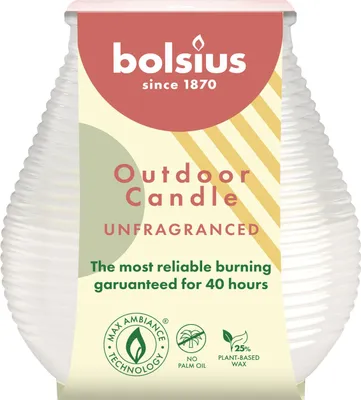 Produktbild von Bolsius Kerze Patiolicht milky white 9,4 x 9,1 cm unparfümiert