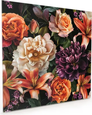 Produktbild von Küchenrückwand Spritzschutz Glas mit Motiv Blumenpracht 40 x 40 cm