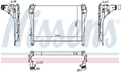 Produktbild von NISSENS Ladeluftkühler 961566, luftgekühlt, 930x688x62 mm