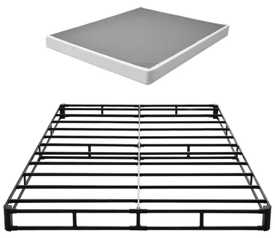 Image de Sommier queen size - Support de matelas - Structure métallique - Housse en tissu lavable - Dimensions : 201 x 151,5 x 13 cm - Capacité de charge max. : 1588 kg - Pour lit queen size