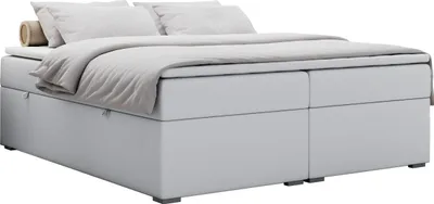 Produktbild von Boxspringbett ohne Kopfteil mit Bettkasten, niedriges Kopfteil, Polsterbett ohne Kopfteil - BESS - 180x200 - Weiß - H4