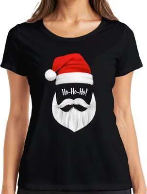 Produktbild von Ho Ho Ho Weihnachtsmann Santa - Weihnachten Weihnachtsgeschenk Christmas Damen T-Shirt, Schwarz, 3XL