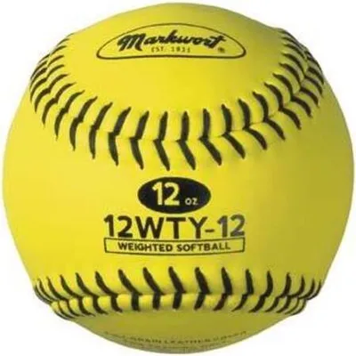 Produktbild von Markwort Weighted Yellow Leather Softball for Building Throwing Arm Strenght (12WTY) Weight 10 oz Baseball/Softball Artikel