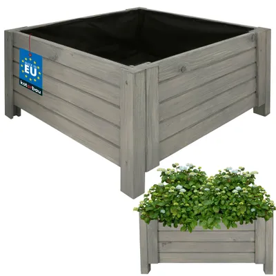 Zdjęcie produktu dla KOTARBAU® Donica Skrzynka Drewniana na Nóżkach 60 x 60 x 30 cm Doniczka Skrzynia z Agrowłókniną Antracyt