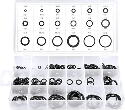 Produktbild von 225 tlg. Set Dichtungsringe, O-Ring Sortiment, Dichtungen für Wasserhahn Sanitärwartung,18 Größen, Ø 3-22 mm