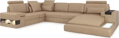 Zdjęcie produktu dla Sofa w kształcie litery U Tapicerowany zestaw wypoczynkowy Designerski narożnik skórzany