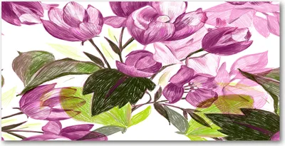 Produktbild von Tulup Glas-Bild -140x70- Wandkunst Dekorative Wand für Küche & Wohnzimmer - Blumen & Pflanzen - Blumenmuster - Lila