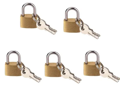 Image de Mini cadenas, 5 pièces, en laiton, 20 mm, avec 10 clés, pour valises, sacs de voyage, journaux