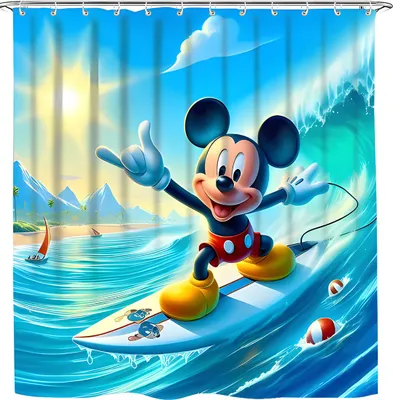 Obrázek produktu pro Designový multifunkční závěs 180x180 cm - Mickey mouse na surfu