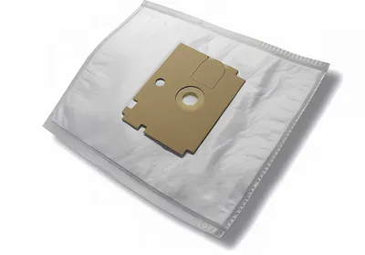 A vacuum cleaner bag with a cardboard attachment.