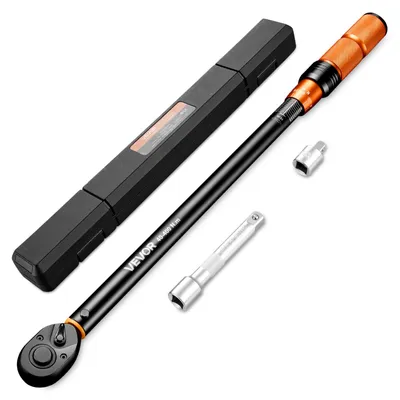 Produktbild von VEVOR Drehmomentschlüssel 1/2-Zoll-Antrieb 40–400 Nm ±3 % Genauigkeit, Doppelskala Cr-Mo-Ratschenkopf inkl. Verlängerungsstange Adapter & Aufbewahrungskoffer für Kfz-Reparaturen