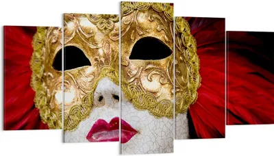 Produktbild von Bild auf Leinwand - Leinwandbild - Venezianische Maske Kostüm Spaß Feder - 160x85cm - Wand Bild - Wanddeko - Leinwanddruck - Bilder - Kunstdruck - Leinwand bilder - Wandkunst - EA160x85-0437