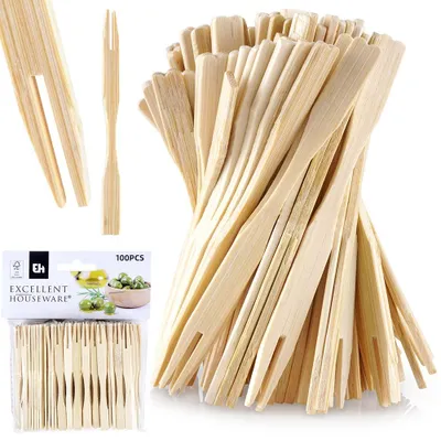 Immagine prodotto di Forchette in BAMBÙ Forchette di legno per stuzzichini, snack e antipasti 9 cm 100 pezzi