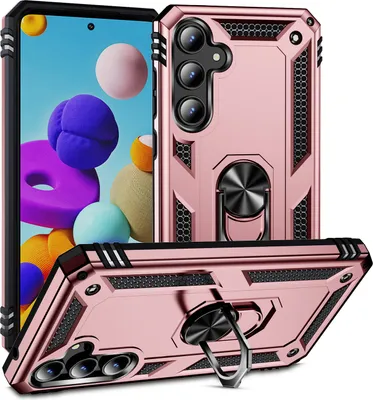 Produktbild von Schutzhülle für Samsung Galaxy A35 Dual Layer Robust Militäre Fallschutz Hülle mit Ringhalterung Ständer Roségold
