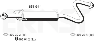 Produktbild von ERNST 651011 Mittelschalldämpfer Schalldämpfer für ROVER 200 (RF)