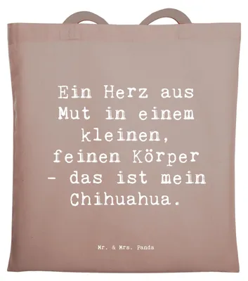 Produktbild von Mr. & Mrs. Panda Schultasche Spruch Chihuahua Herz - Braun Pastell - Geschenk, Stoffbeutel, Tote Bag, Hundesprüche, mein, Hunderasse, Tasche, Hunderassen Beschreibung
