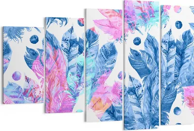 Produktbild von Bild auf Leinwand - Leinwandbild - Federn Vögel Bunt Komposition - 150x100cm - Wand Bild - Wanddeko - Leinwanddruck - Bilder - Kunstdruck - Leinwand bilder - Wandkunst - EG150x100-2945