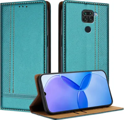 Produktbild von Handyhülle für Xiaomi Redmi Note 9 Leder Flip Klappbare Schutzhülle mit Standfunktion Grün