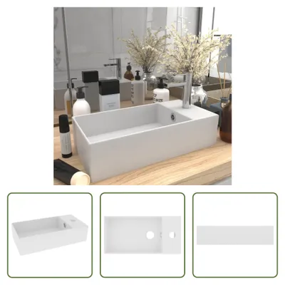 Produktbild von The Living Store Badezimmer-Waschbecken mit Überlauf Keramik Matt Weiß