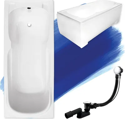 Produktbild von BADLAND Badewanne Rechteck Majka 120x70 mit Acrylschürze, Füßen und Ablaufgarnitur GRATIS