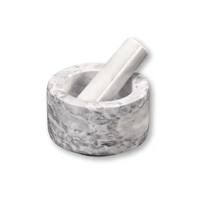 Produktbild von KESPER Mörser mit Schlegel aus weißem Marmor, Ø 13 cm, Höhe 8 cm – robust & elegant für Gewürze & Kräuter – 71505