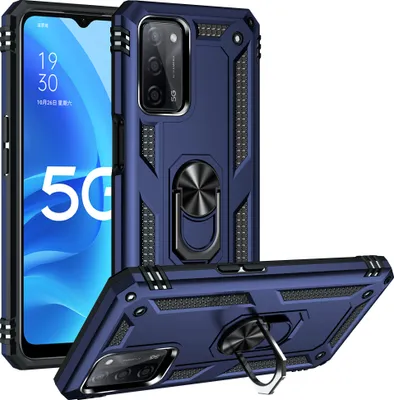 Produktbild von OPPO A55 5G Hülle, Dual Layer Militäre Fallschutz Schutzhülle mit Ringhalterung Ständer für OPPO A55 5G Blau