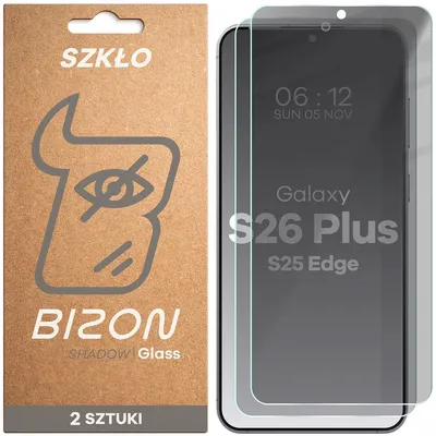 Produktbild von 2x Gehärtetes Glas mit Privatschutzfilter für Galaxy S26 Plus / S25 Edge, Bizon Glass Clear Shadow Duo, getönt