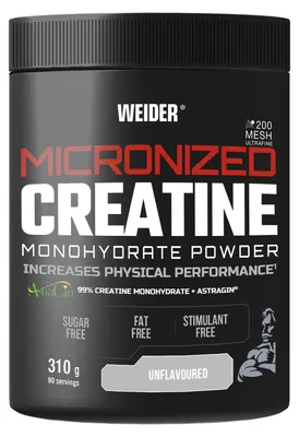 Obrázok produktu pre Weider mikronizovaný kreatín monohydrát + AstraGin (310g) bez príchute - Kreatin - Kreatin-Monohydrat