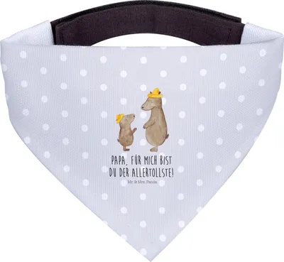 Produktbild von Mr. & Mrs. Panda Hunde Halstuch Bären mit Hut - Grau Pastell - Geschenk, Family, Vatertag, Familie, Für, Hundehalstuch, Hundebandana, Tuch, Kinder, Daddy, Muttertag