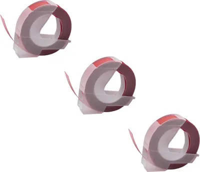 Produktbild von vhbw 3x 3D Prägeband-Schriftband-Kassette kompatibel mit Dymo Omega Etiketten-Drucker 3m x 9mm Weiß auf Rot