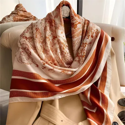 Zdjęcie produktu dla Chusta UL-38930 - Elegancka Pomarańczowa/Biała KP38930