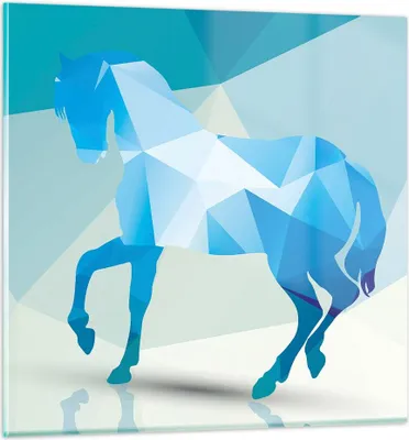 Produktbild von Bilder auf glas - Pferd Illustration modern Grafik - 70x70cm - Glasbilder - Wandbilder - Kunstdruck - zum Aufhängen bereit - Wanddekoration aus Glas - Glas Bilder - Wandbild auf Glas - GAC70x70-2814