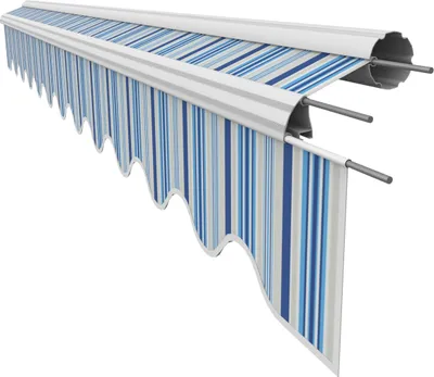 Produktbild von VANA Markisenstoff mit Volant für 4 x 3 m Markisen Markisenersatzstoff fertig genäht Maß Bespannung 3,83 x 3 m Volant 3,83 x 0,21 m Design SPD033