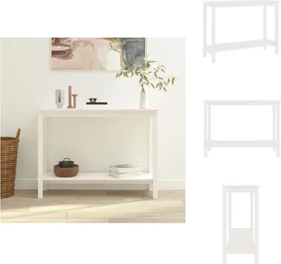 Immagine prodotto di vidaXL Consolle bianca 110x40x80 cm in legno di pino massiccio - Tavolini