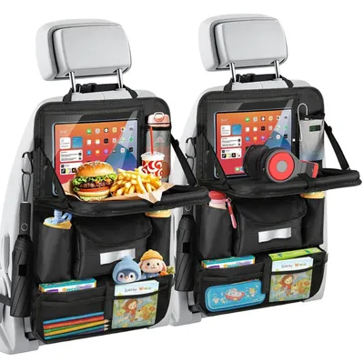 Immagine prodotto di Organizzatore per sedili posteriori, con tavolino pieghevole, 8 tasche, set da 2, realizzato in tessuto Oxford 600D