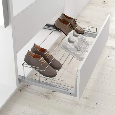 Schuhschrank, ausziehbar, verchromter Stahl, 450-650 mm