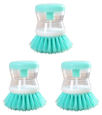 Produktbild von 3-teiliges Reinigungsbürsten-Set, ergonomisches Design, kraftvolle Reinigung, harte Borsten, Flüssigkeitszugabe, Seifenspender, Spülbürste