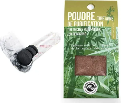 Produktbild von Harz Räucherstäbchen zum Verbrennen Tibetische Reinigung + Rolle mit 10 Kohlen