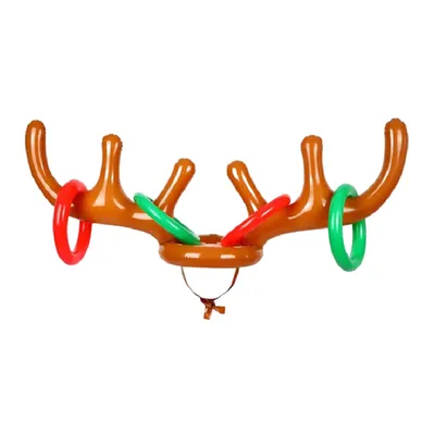 Produktbild von Aufblasbares Ringwurfspiel für Kinder, Weihnachtsfest Rentier Wurfspiel Set, 8 aufblasbare Ringe - RUDYTOSS