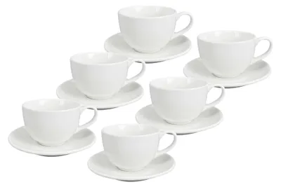 Zdjęcie produktu dla Zestaw 6 szt. – filiżanka do cappuccino z spodkiem Alba, 200 ml, biała