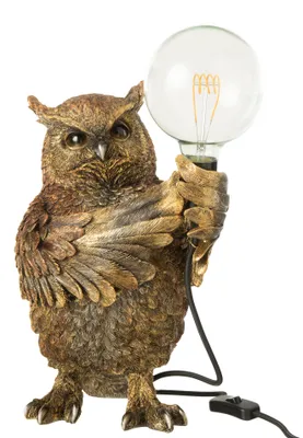 Zdjęcie produktu dla Lampa stołowa J-Line Sowa polyresin antyczny brąz