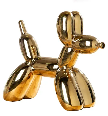 Zdjęcie produktu dla Gilde Figur, Hund, "Ballonhund", Keramik, goldfarben, VE 3, L. 23 cm, B. 22 cm, H. 18 cm 58158