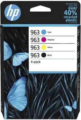 Image de Cartouches d'encre HP 963, Pack de 4, Noir Cyan Magenta Jaune, Authentiques, Pour OfficeJet Pro 9010 9020, 6ZC70AE