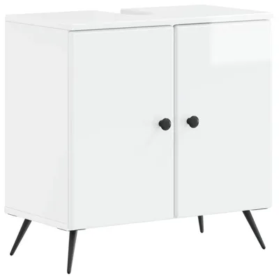 Image de vidaXL Meuble sous-lavabo BREDA, blanc brillant, 59,5 x 31,5 x 59 cm