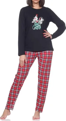 Produktbild von Normann Damen langarm Weihnachts Schlafanzug Pyjama mit weihnachtlichen Motiv ; schwarz , 48