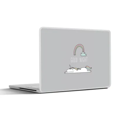 Produktbild von MuchoWow® Laptop Aufkleber Sticker Cover Einhorn - Regenbogen - Kinder - Zitate - Gute Nacht - Mädchen 25x18 cm - Laptop-Deko